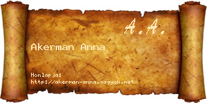 Akerman Anna névjegykártya